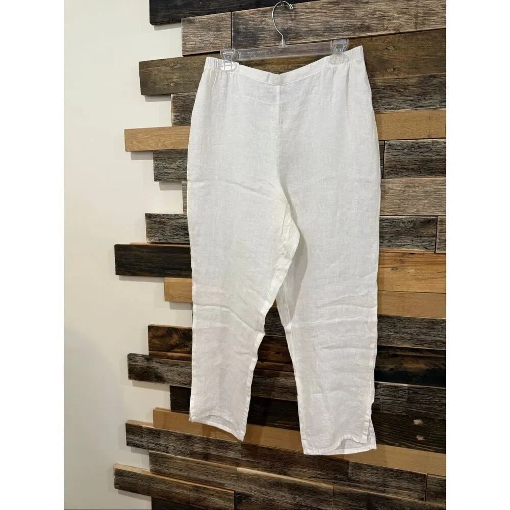 Flax linen white relax fit pants size M